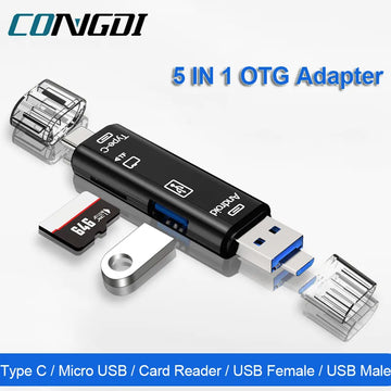 5 IN 1 Micro USB Type C TF Memory Cardreader